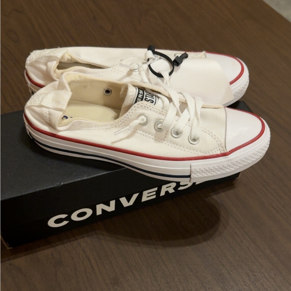 Converse White and Red Low-Top Sneakers - NEW